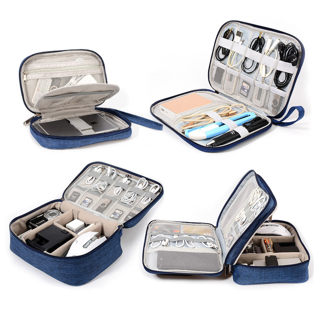 Travel electronics organizer with accessories
