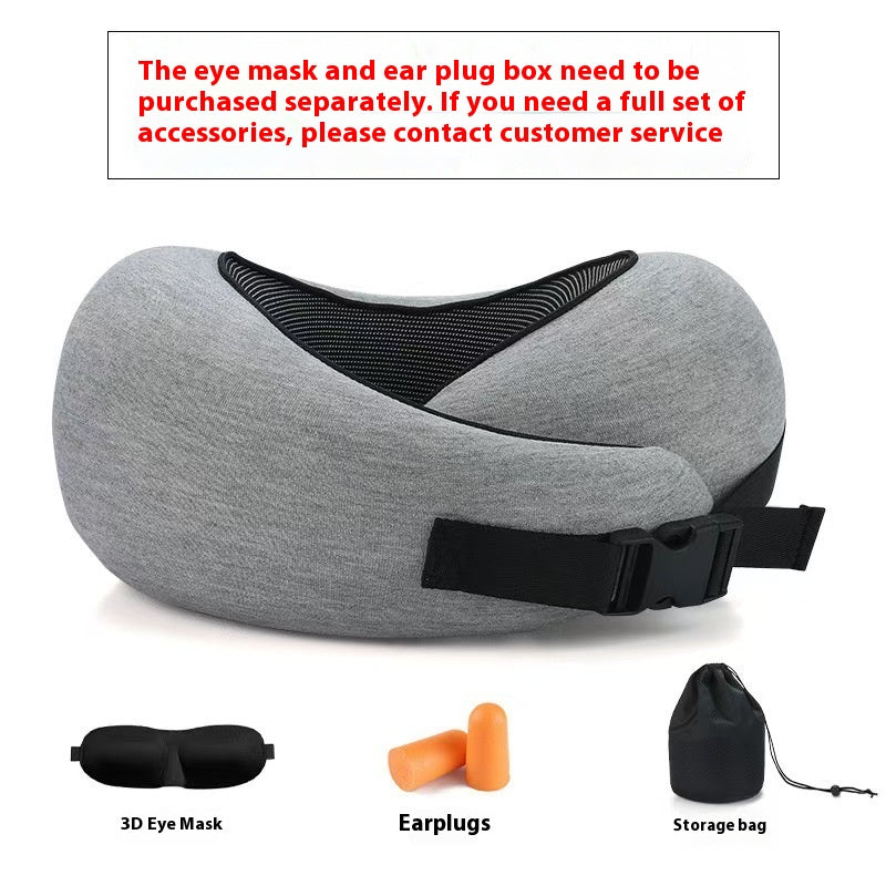Travel neck pillow in use on plane